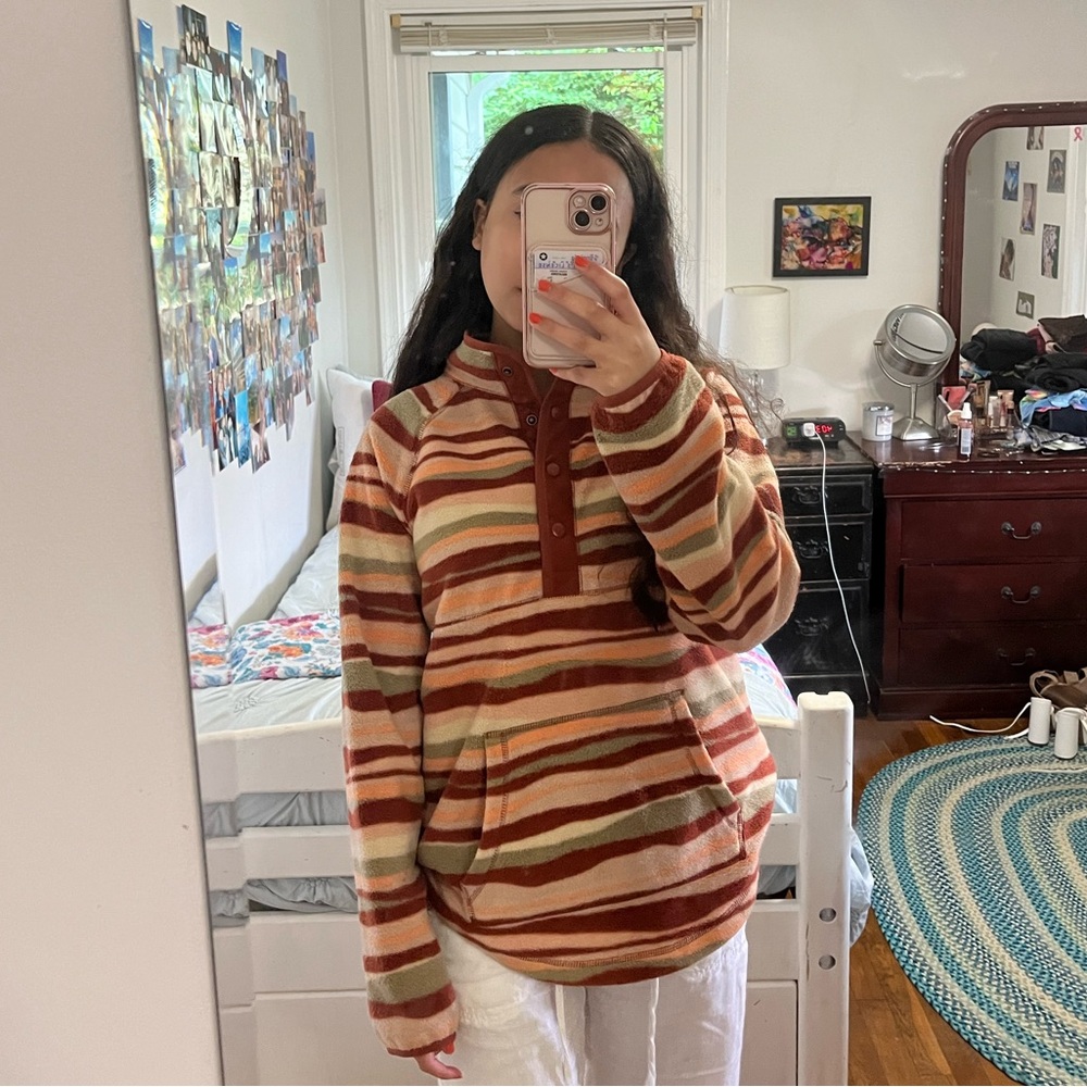 Striped Quarter Zip Sweater with buttons